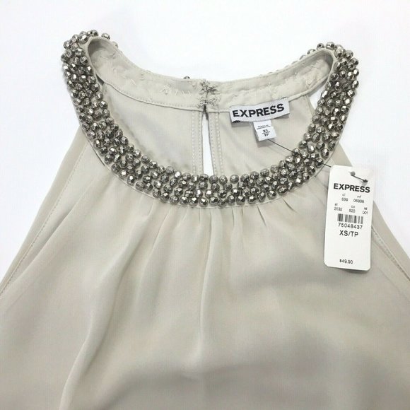 Express~High Beaded Neck~Cut Out Shoulders~Lined~ - Picture 8 of 11
